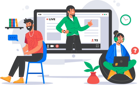 Two individuals engaged in learning at a computer, using the Instil Learning Hub platform for ACCA and CFA studies.